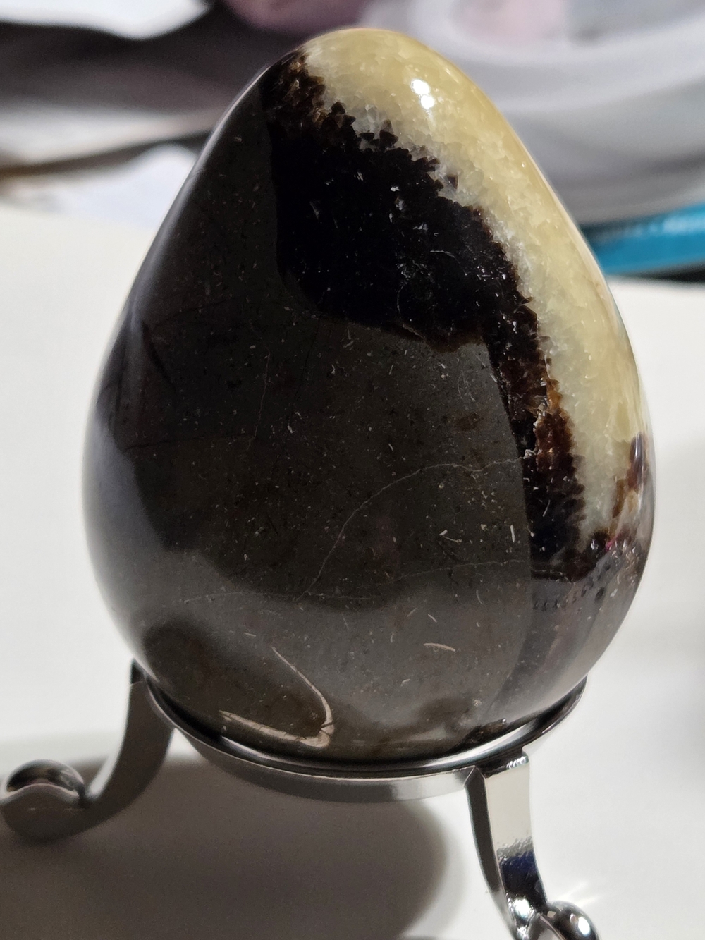 Polished Septarian Calcite "Dragon Stone" Egg - Picture 12 of 14